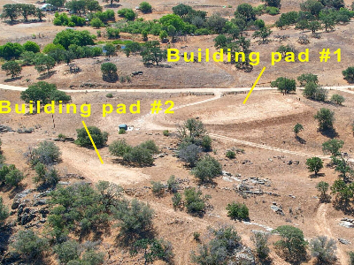 Aerial building pads labeled